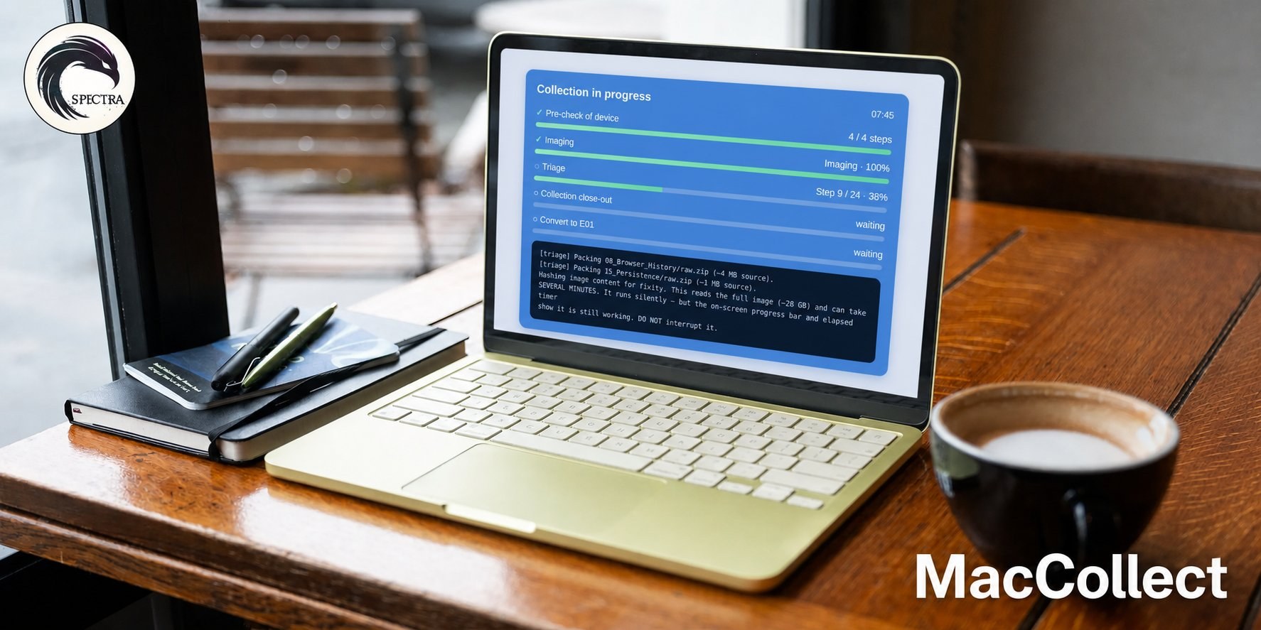 Spectra MacCollect running a live collection on a Mac